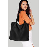 Black Stylish Corduroy Canvas Tote Bag - Fashionable and Retro Shoulder Bag