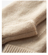 Black Color Block Cashmere Fingerless Gloves for Women Autumn Winter Outdoor Cold Protection Warm Knitted Gloves - Side View
