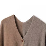 Brown Pure Wool Extra Large Shawl Scarf Color Block Multi-functional Warm Cashmere Cape Poncho - Top-Down View