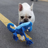 2 Pcs Red Interactive Plush Chameleon Dog Toy with Squeaker & Rope Legs - Durable Chew Toy for Medium/Large Dogs, Teeth Cleaning Texture, Machine Washable (10.2in) - Rear View