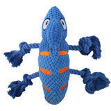 2 Pcs Purple Interactive Plush Chameleon Dog Toy with Squeaker & Rope Legs - Durable Chew Toy for Medium/Large Dogs, Teeth Cleaning Texture, Machine Washable (10.2in) - 45-Degree Angle