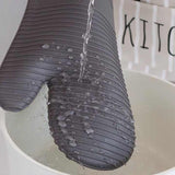 Grey Premium Heat Resistant Silicone Oven Mitts (Pair) - Non-Slip Grip, Cotton Lined for Kitchen Baking, Grilling & BBQ - 45-Degree Angle