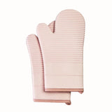 Pink Premium Heat Resistant Silicone Oven Mitts (Pair) - Non-Slip Grip, Cotton Lined for Kitchen Baking, Grilling & BBQ