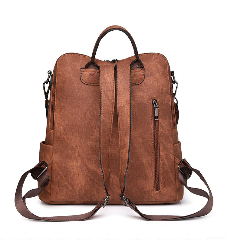 Black Chic Women's PU Leather Convertible Backpack - Anti-Theft Design, Multi-Pocket Shoulder Bag wi