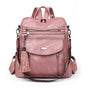 Pink Chic Women's PU Leather Convertible Backpack - Anti-Theft Design, Multi-Pocket Shoulder Bag with Tassel