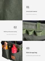 Green Camouflage Heavy Duty Foldable Outdoor Camping Storage Box - Oxford Cloth Collapsible Gear Organizer Tote with Pockets - 45-Degree Angle