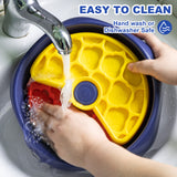 Red,Yellow and Blue Interactive Dog Puzzle Feeder Bowl - Slow Eating & Mental Stimulation Toy for Small Medium Breeds - Low Angle