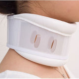 Size L White Adjustable Cervical Collar Neck Brace - Breathable Support for Pain Relief & Posture - Front View