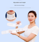 Size L White Adjustable Cervical Collar Neck Brace - Breathable Support for Pain Relief & Posture