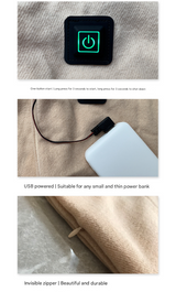 Khaki USB Electric Heated Scarf - 3-Level Heat Setting Winter Neck Warmer - 45-Degree Angle