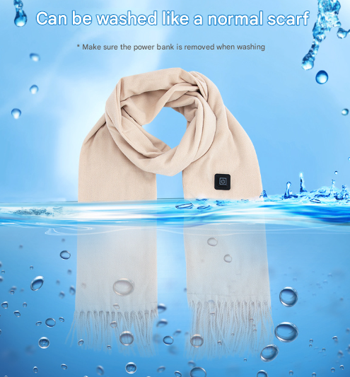 Grey USB Electric Heated Scarf - 3-Level Heat Setting Winter Neck Warmer