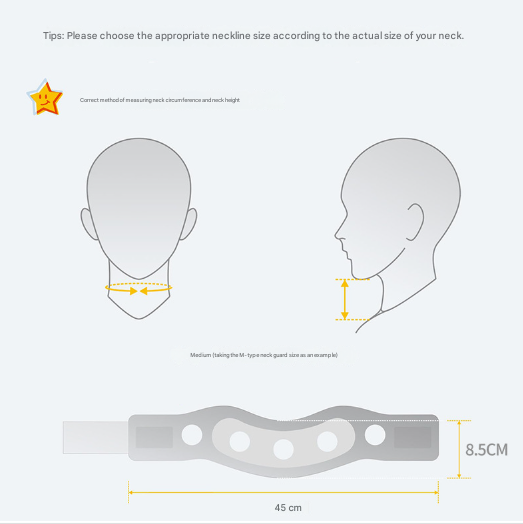 Size L Orange Ergonomic Neck Support Brace - Soft Cervical Collar for Posture Correction and Pain Relief