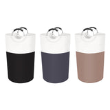 Grey and White Large 90L Freestanding Laundry Hamper - Collapsible Clothes Basket with Aluminum Soft-Grip Handles - Front View