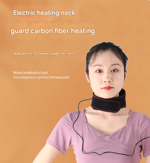 Black Heated Vibrating Neck Wrap - USB Powered Massager for Soothing Pain Relief with 3 Heat & 3 Vibration Modes