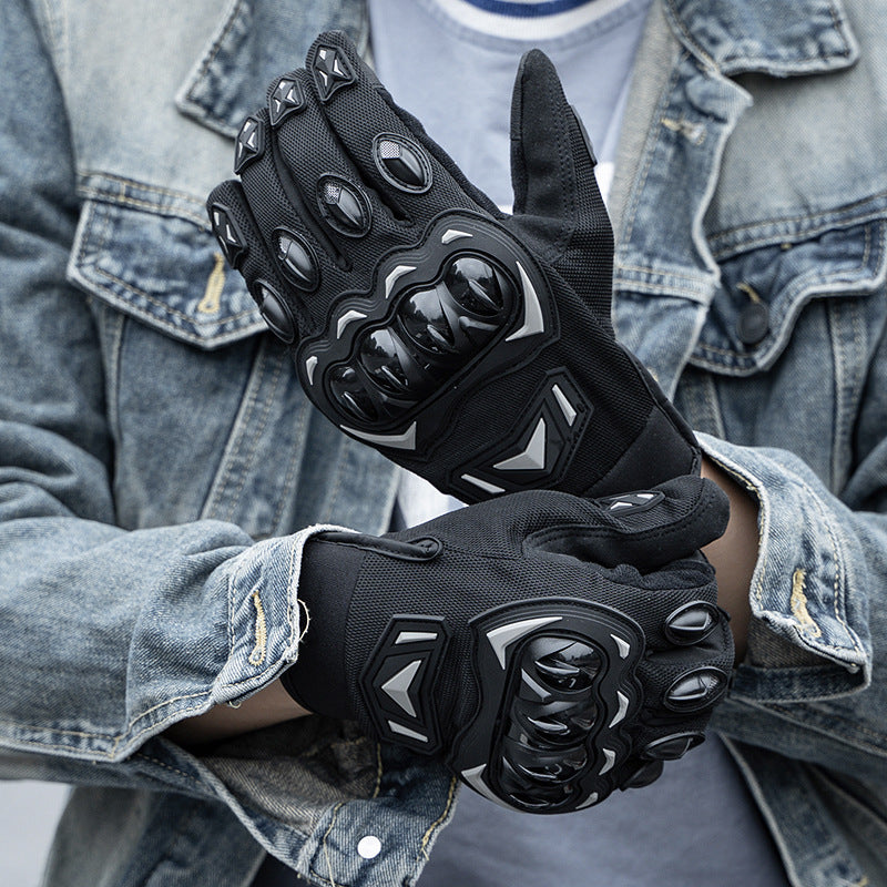 Size M Black Protective Motorcycle Riding Gloves - Hard Knuckle Armour & Touchscreen Fingertips