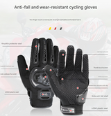 Size M Black Protective Motorcycle Riding Gloves - Hard Knuckle Armour & Touchscreen Fingertips - Side View