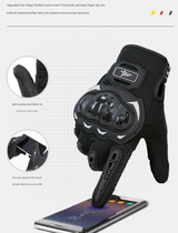 Size M Black Protective Motorcycle Riding Gloves - Hard Knuckle Armour & Touchscreen Fingertips - 45-Degree Angle