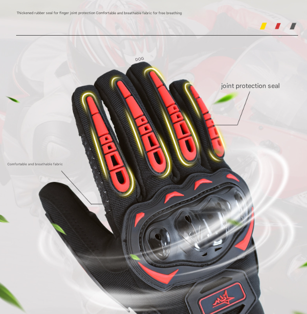 Size M Black Protective Motorcycle Riding Gloves - Hard Knuckle Armour & Touchscreen Fingertips