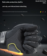 Size M Black Protective Motorcycle Riding Gloves - Hard Knuckle Armour & Touchscreen Fingertips - Low Angle