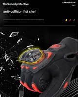 Size L Red and Black Protective Motorcycle Riding Gloves - Hard Knuckle Armour & Touchscreen Fingertips