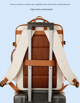 Beige Expandable Laptop Backpack with USB Port - Stylish Travel & Business Daypack - Extra Image