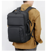 Black Expandable Business Travel Backpack with USB Charging Port - Water-Resistant Laptop Bag for Commuting & Carry-On - Extra Image