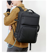 Black Expandable Business Travel Backpack with USB Charging Port - Water-Resistant Laptop Bag for Commuting & Carry-On - Extra Image