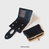 Black Elegant Croc Embossed Womens Wallet - Short PU Leather Bifold with Removable Kisslock Coin Purse & Card Holder - Side View