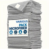 Black Premium All-Purpose Microfiber Cleaning Cloths (20-Pack) - Ultra Absorbent Grey Towels for Car, Kitchen & Home - Side View