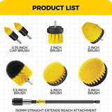 Yellow and Black Complete 7-Piece Drill Brush Power Scrubber Set - All-Purpose Cleaning Kit for Bathroom, Tile, Car Detailing & More - Side View