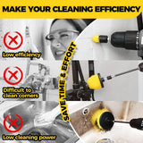 Yellow and Black Complete 7-Piece Drill Brush Power Scrubber Set - All-Purpose Cleaning Kit for Bathroom, Tile, Car Detailing & More - Close-Up Angle