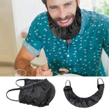 5 Pcs Black Men's Reusable Beard Guard Bib - Protective Beard Cover for Eating and Sleeping - Black Beard Bonnet Apron - Front View