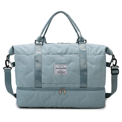 Green Stylish Quilted Duffel Bag for Travel & Gym - Large Capacity Weekender with Shoe Compartment and Wet Pocket