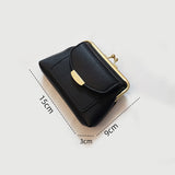 Black Vintage Style Women's Kiss Lock Coin Purse - Compact PU Leather Wallet with Card Holder