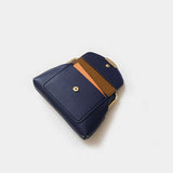 Dark Blue Vintage Style Women's Kiss Lock Coin Purse - Compact PU Leather Wallet with Card Holder - Side View
