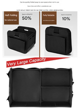 Black Heavy Duty Collapsible Car Boot Organiser - Large 65L Waterproof Trunk Storage Box with Compartments for SUV & Car