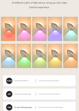 White RGB Color-Changing Leaf LED Night Light - Wireless Motion Sensor Wall Lamp with Remote Control for Ambiance Lighting - Top-Down View