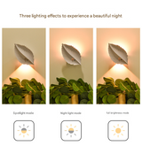White RGB Color-Changing Leaf LED Night Light - Wireless Motion Sensor Wall Lamp with Remote Control for Ambiance Lighting - Rear View