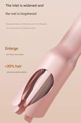 White Portable Cordless Hair Curler - USB-C Rechargeable Automatic Hair Waver with Ceramic Barrel & Anti-Scald Design - 45-Degree Angle