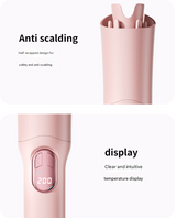 White Portable Cordless Hair Curler - USB-C Rechargeable Automatic Hair Waver with Ceramic Barrel & Anti-Scald Design - Low Angle