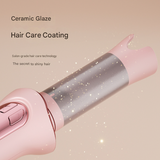 Black Portable Cordless Hair Curler - USB-C Rechargeable Automatic Hair Waver with Ceramic Barrel & Anti-Scald Design