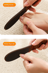 Khaki Professional Pedicure Foot File 10-Pack - Double-Sided Callus Remover with Wooden Handle - Top-Down View