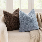 2 Pcs White Cozy Teddy Boucle Cushion Cover - Plush Decorative Square Pillow Case for Sofa & Bed - Side View