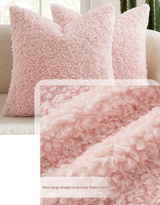2 Pcs Coffee Cozy Teddy Boucle Cushion Cover - Plush Decorative Square Pillow Case for Sofa & Bed