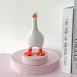 2 Pcs White and Yellow Whimsical Magnetic Goose Figurine - Novelty Key Holder & Desk Organizer - 45-Degree Angle