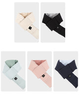 Black USB Electric Heated Scarf - Portable Puffer Neck Warmer with 3-Level Heat Control for Winter - Front View
