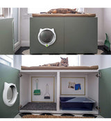 White 4-Way Locking Cat Flap Door - Pet Entry Portal for Interior Doors, Walls & Cabinets