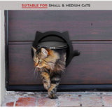 Black 4-Way Locking Cat Flap Door - Pet Entry Portal for Interior Doors, Walls & Cabinets - Front View