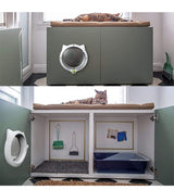 Black 4-Way Locking Cat Flap Door - Pet Entry Portal for Interior Doors, Walls & Cabinets - Top-Down View