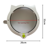 Black 4-Way Locking Cat Flap Door - Pet Entry Portal for Interior Doors, Walls & Cabinets - Close-Up Angle